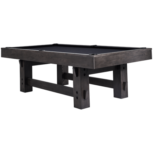 Bristol Pool Table in Charcoal with black cloth, angled view on a black background
