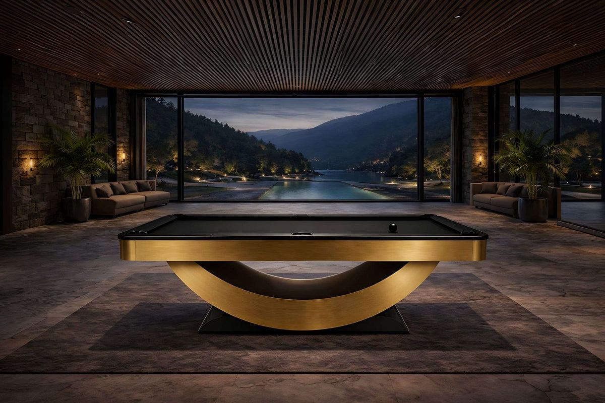 Poshy Reverse Rainbow Slate Pool Table in Brushed Gold - photo 4