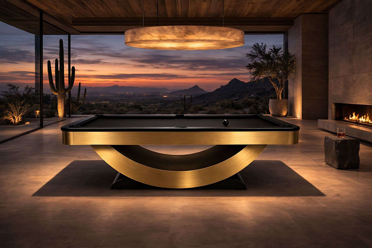 Poshy Reverse Rainbow Slate Pool Table in Brushed Gold - photo 3