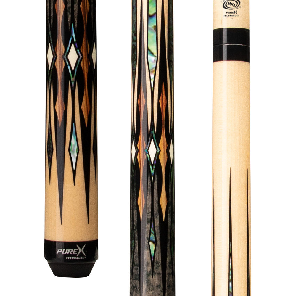 Pure X Natural Birdseye & Grey Stained Zebrawood with Bocote Wrapless Cue