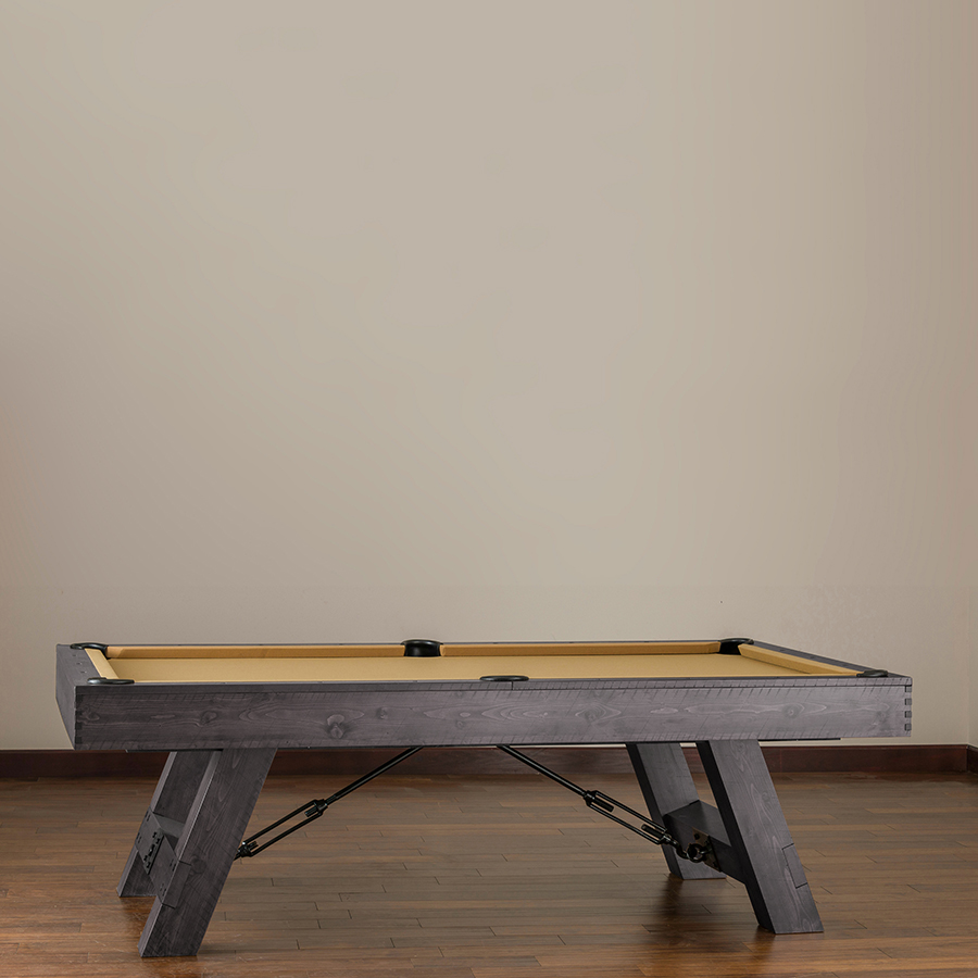 Savannah Pool Table in Charcoal side profile against a neutral wall